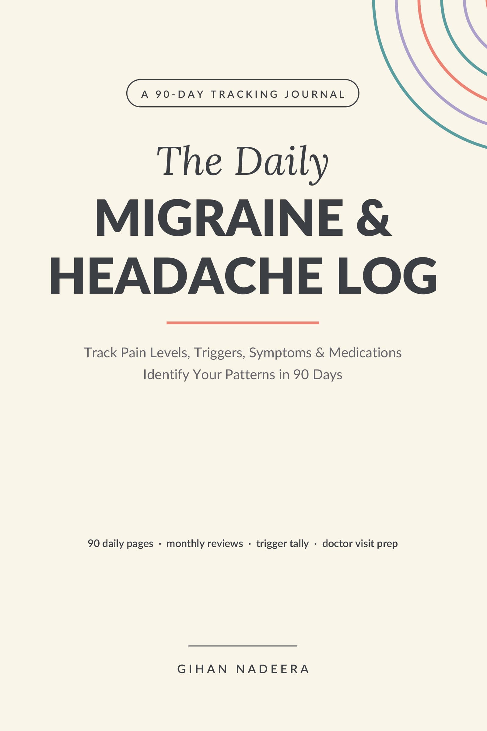 The Daily Migraine & Headache Log cover by Gihan Nadeera